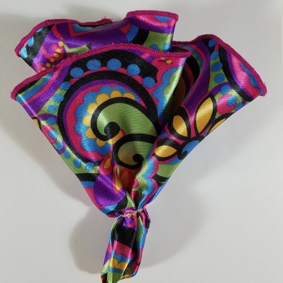 NEW 2-in-1 Pouf Round Pocket Square - Purple Mod Design - Picture 6 of 6